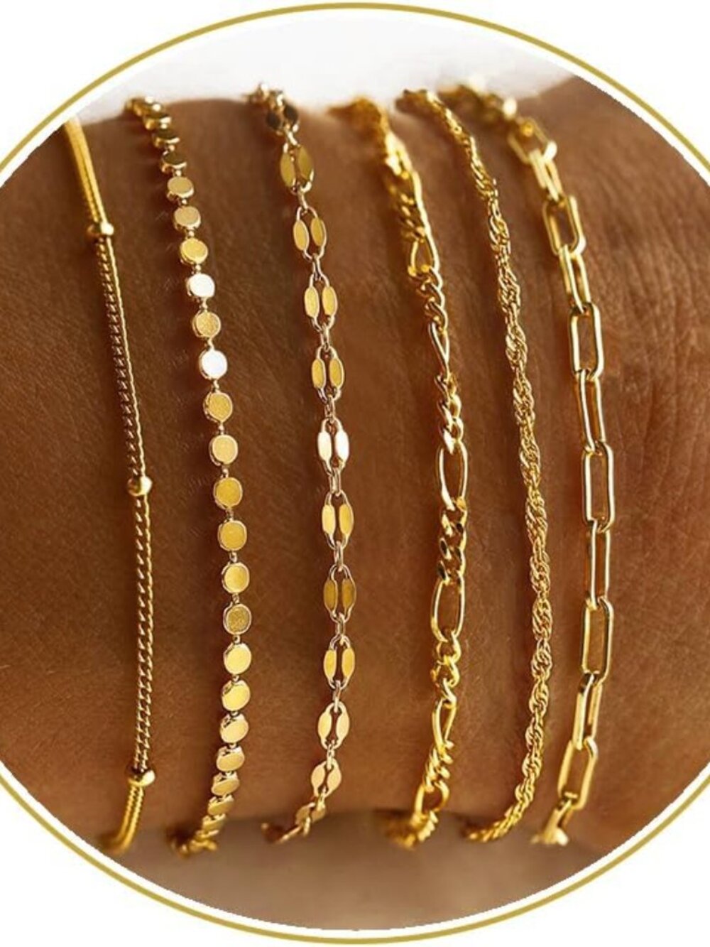 Adjustable Gold Bracelets Set - Fashionable Waterproof Jewelry Gifts for Her